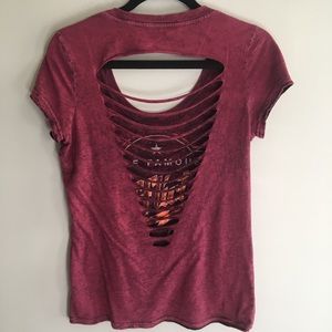 Affliction Reversible back slashed T-shirt